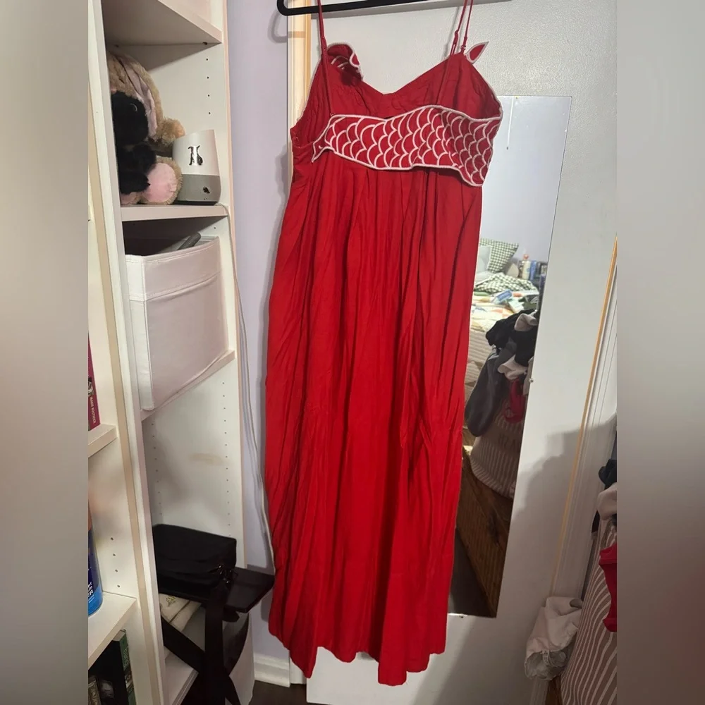 FARM Rio Coral Red Koi Fish Top Maxi Dress - Picture 6 of 8
